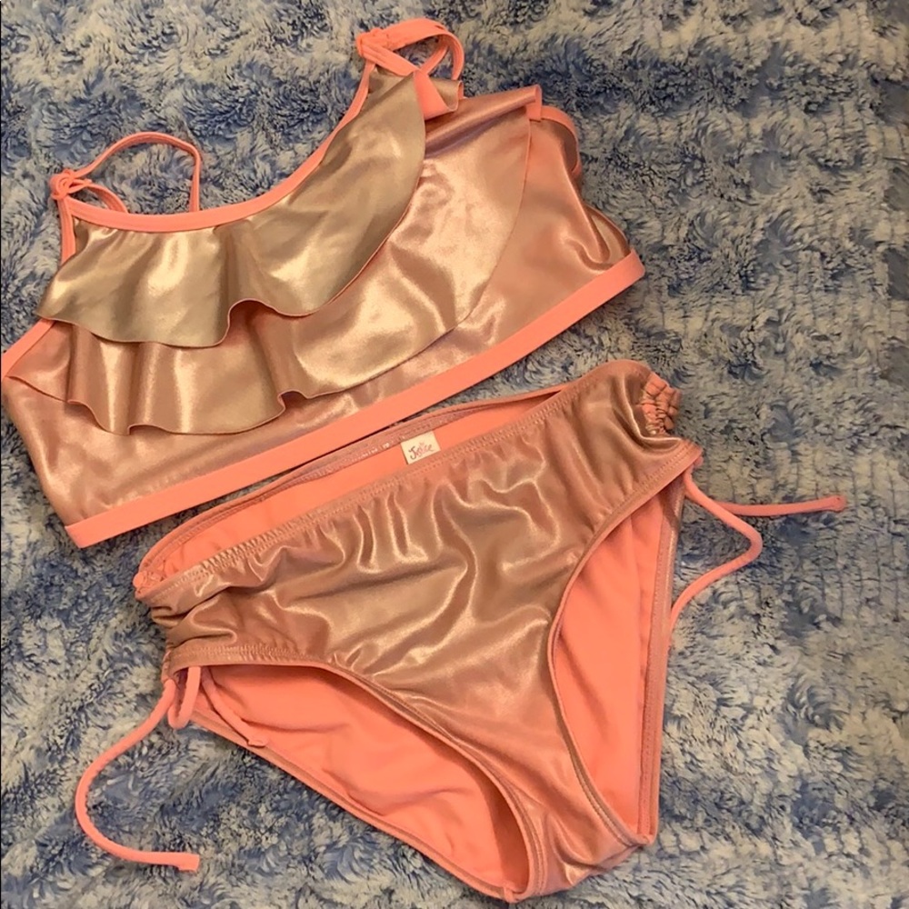Girls Justice Coral 2 pc swim suit. Size 14